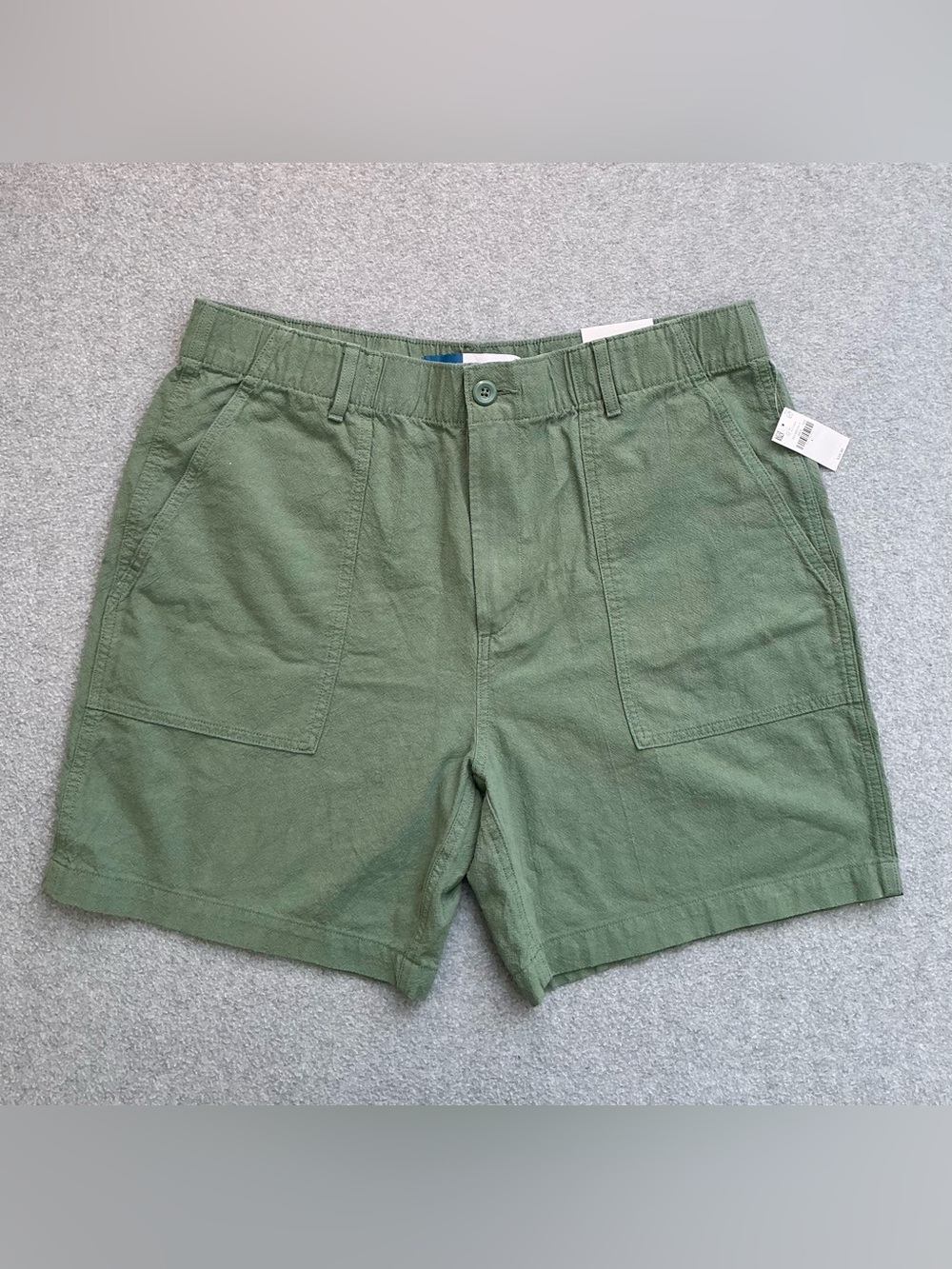 Old Navy Relaxed Linen Blend Pull-On Shorts Green Large NWT 7” Inseam